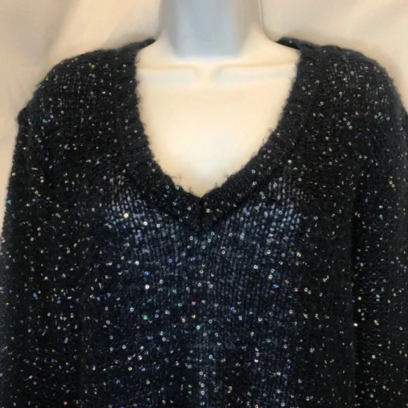 RD Style Mesh Back Sequin V Neck Sweater S - Picture 5 of 12
